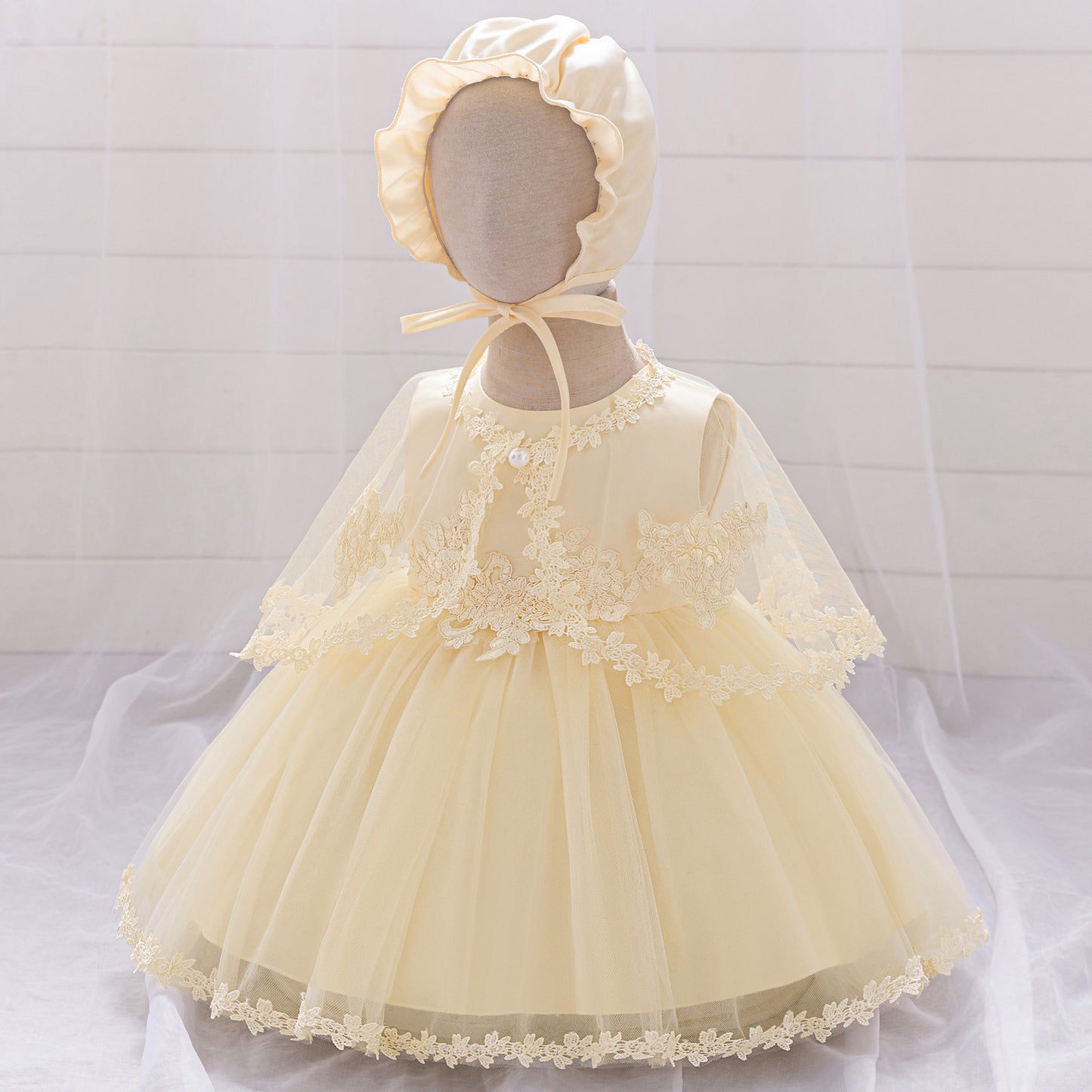Cute Infant Tulle A-Line Lace Dress for Parties & Celebrations