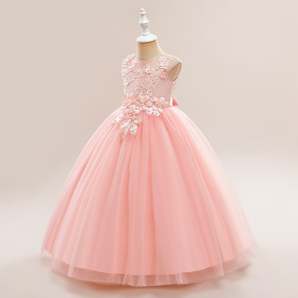 Kids A-Line Maxi Tulle Dress with Applique & Sequins – Cute Party & Formal Outfit