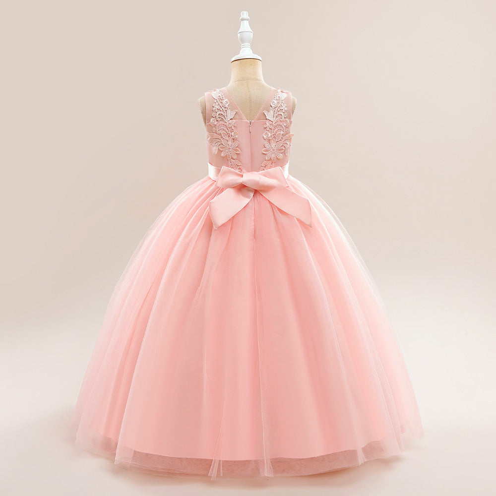 Kids A-Line Maxi Tulle Dress with Applique & Sequins – Cute Party & Formal Outfit