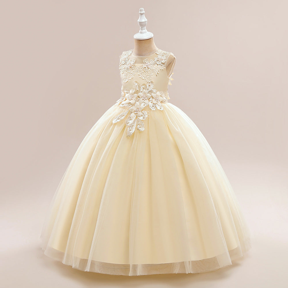 Kids A-Line Maxi Tulle Dress with Applique & Sequins – Cute Party & Formal Outfit