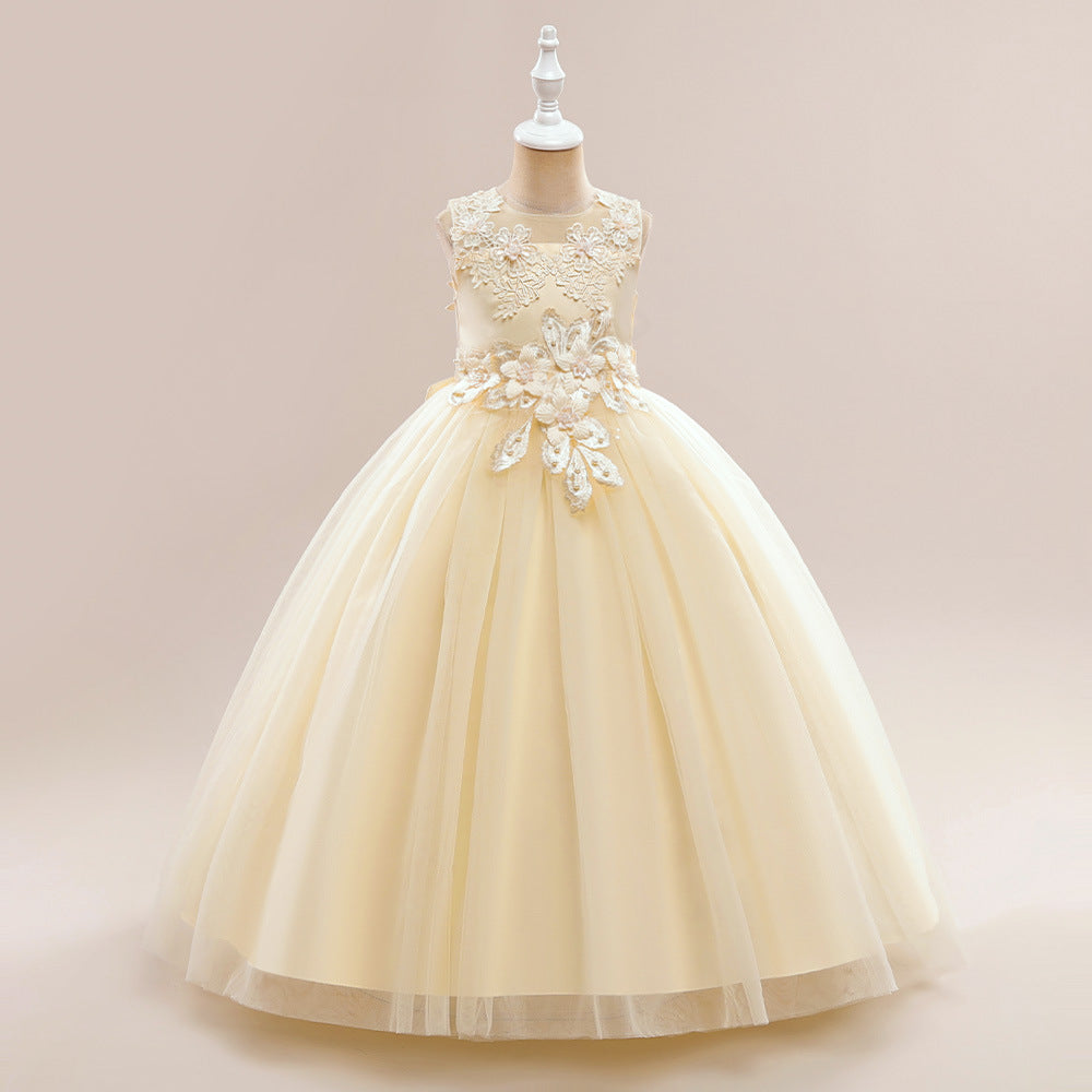 Kids A-Line Maxi Tulle Dress with Applique & Sequins – Cute Party & Formal Outfit