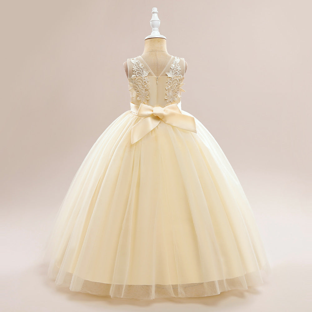 Kids A-Line Maxi Tulle Dress with Applique & Sequins – Cute Party & Formal Outfit