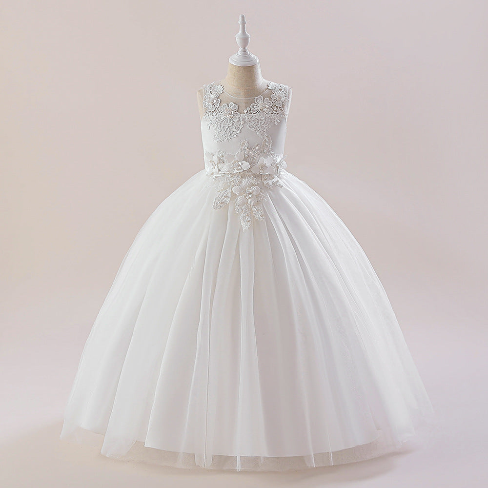 Kids A-Line Maxi Tulle Dress with Applique & Sequins – Cute Party & Formal Outfit