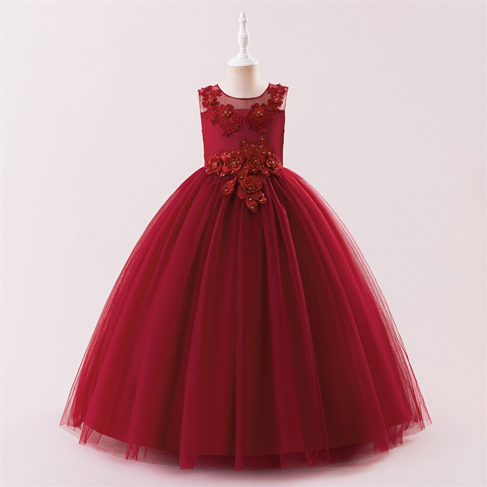 Kids A-Line Maxi Tulle Dress with Applique & Sequins – Cute Party & Formal Outfit
