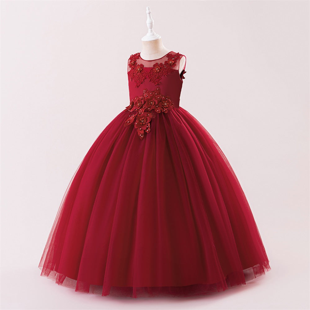 Kids A-Line Maxi Tulle Dress with Applique & Sequins – Cute Party & Formal Outfit