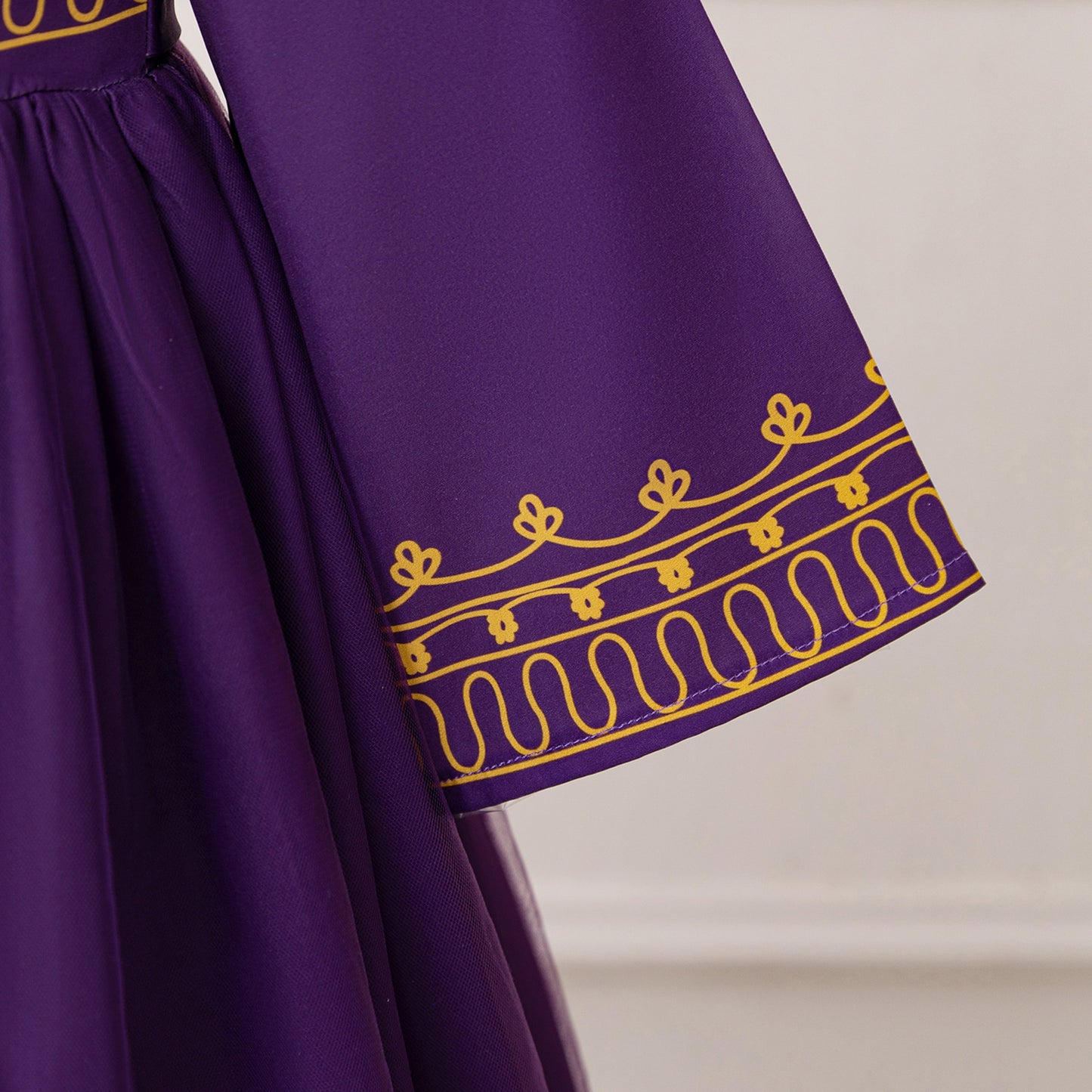 Girls' Purple Floral Maxi Dress with Bow – A-Line Formal Party Gown for Kids