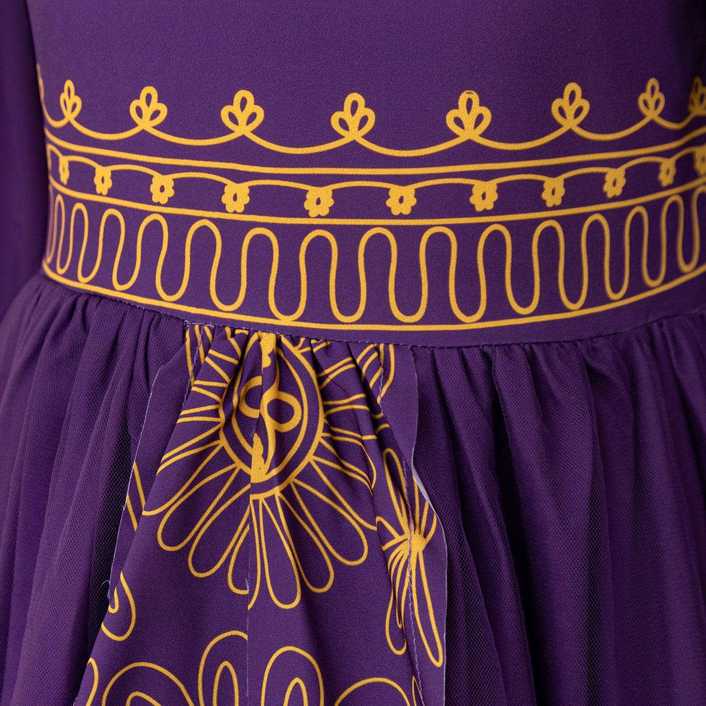 Girls' Purple Floral Maxi Dress with Bow – A-Line Formal Party Gown for Kids