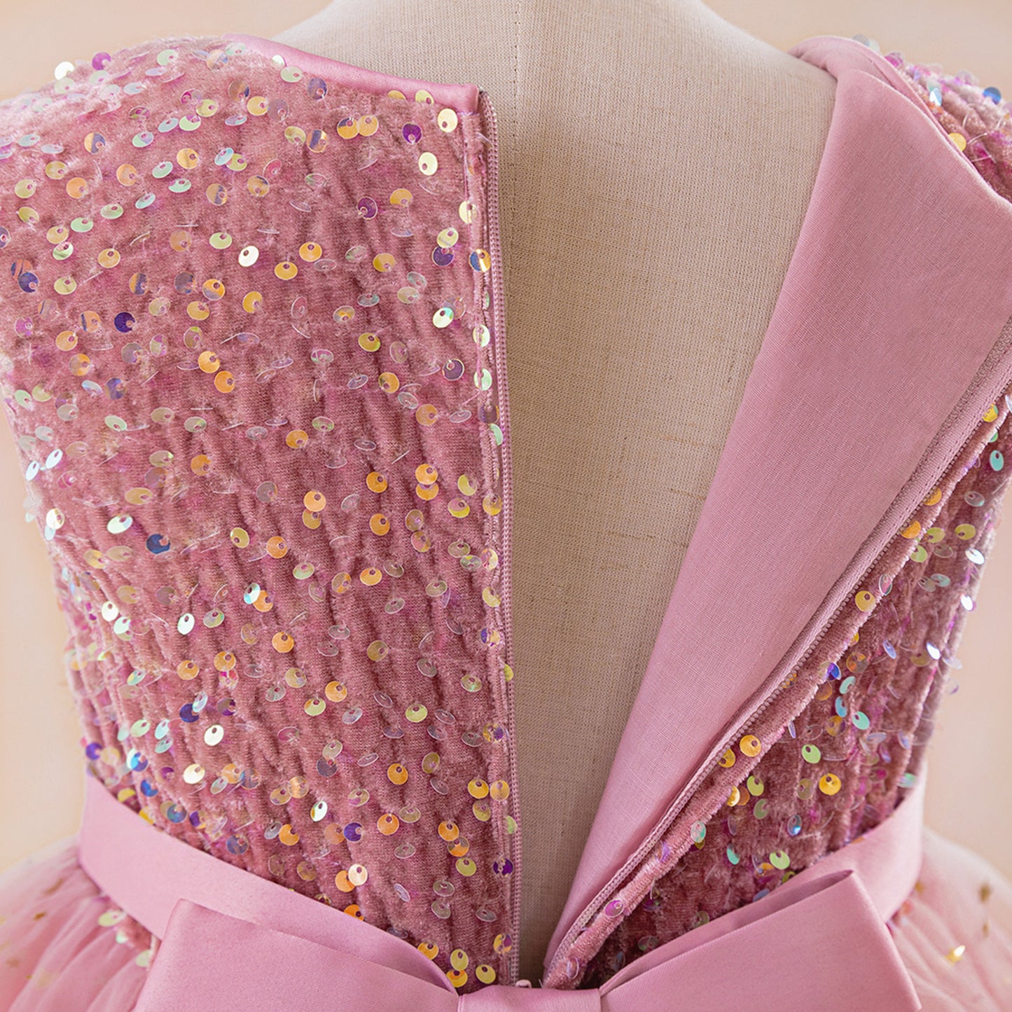 Puffy Sequin High-Low Ball Gown Dress for Girls - Kids Princess Party Dress