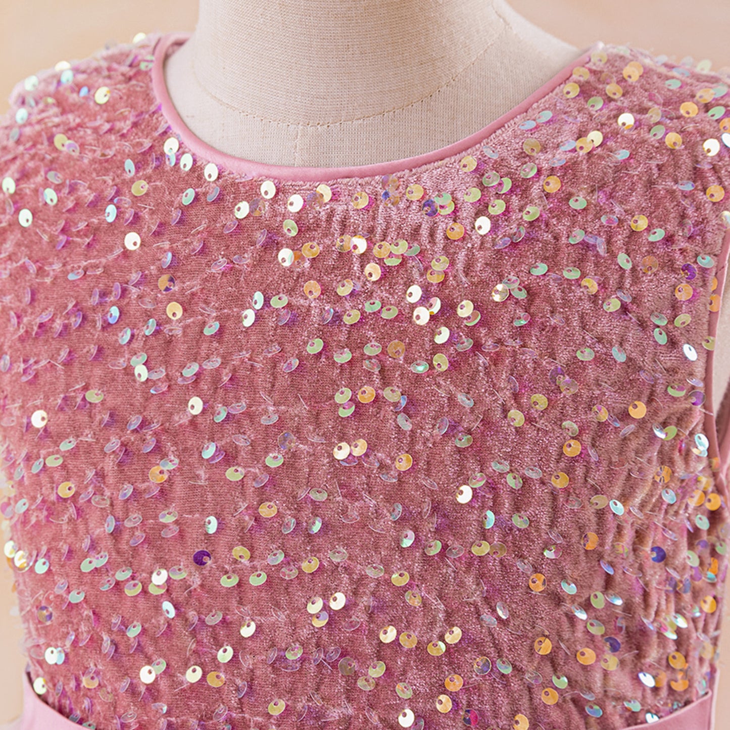 Puffy Sequin High-Low Ball Gown Dress for Girls - Kids Princess Party Dress