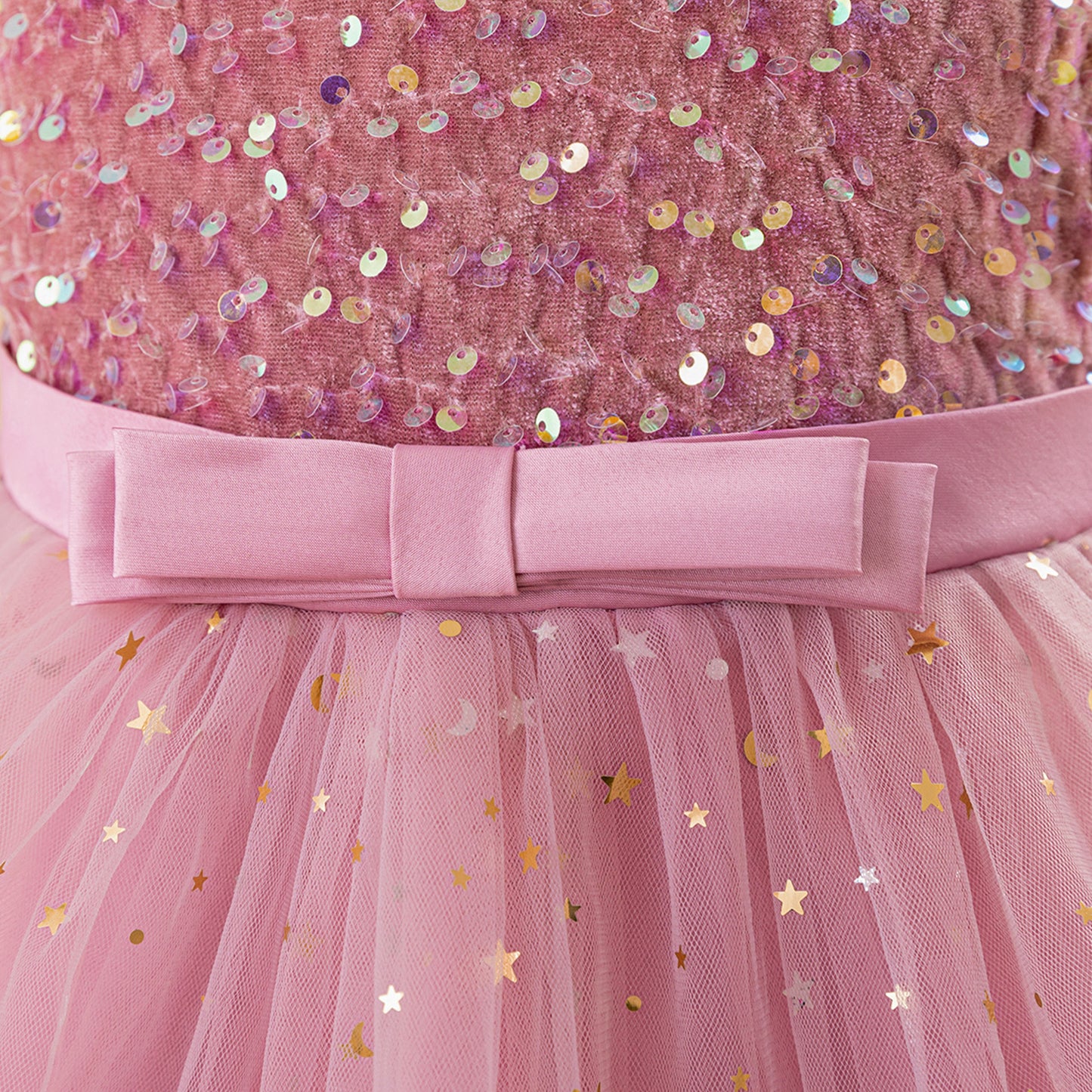 Puffy Sequin High-Low Ball Gown Dress for Girls - Kids Princess Party Dress