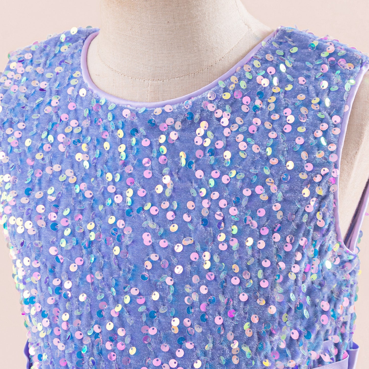Puffy Sequin High-Low Ball Gown Dress for Girls - Kids Princess Party Dress