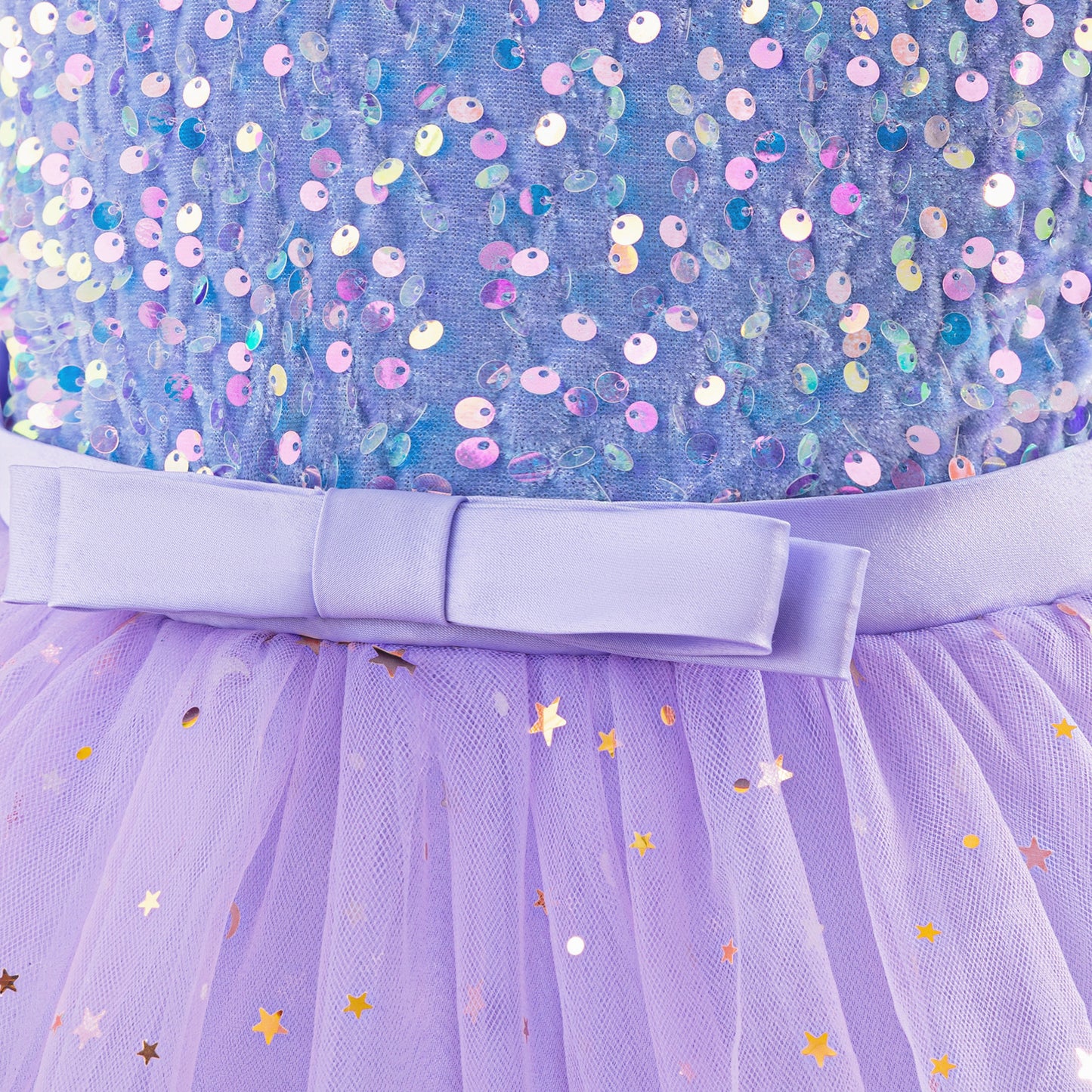 Puffy Sequin High-Low Ball Gown Dress for Girls - Kids Princess Party Dress