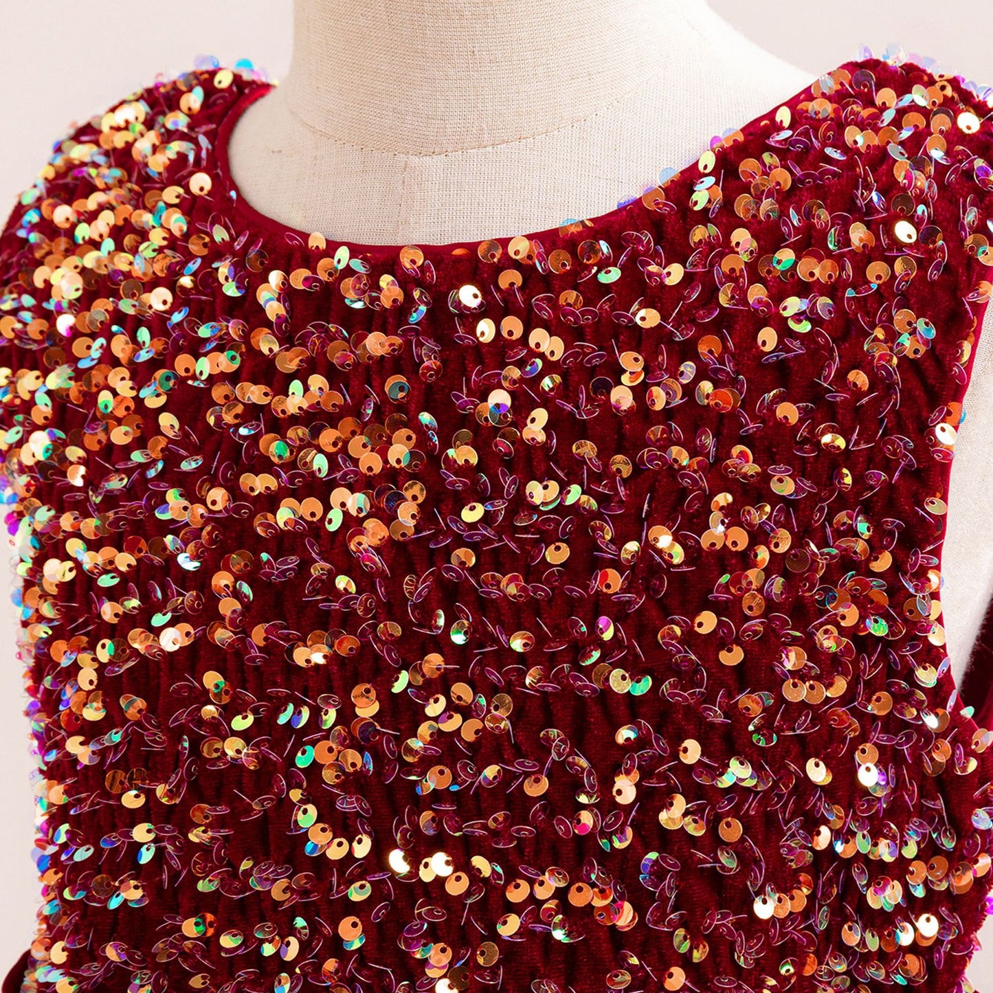 Puffy Sequin High-Low Ball Gown Dress for Girls - Kids Princess Party Dress