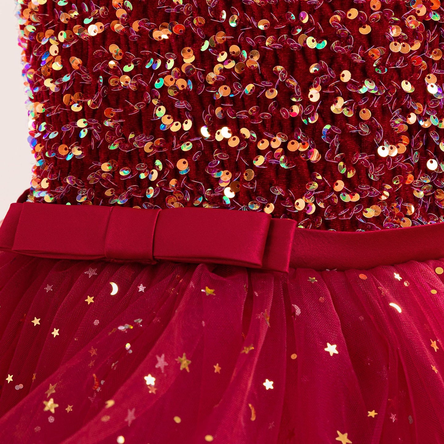 Puffy Sequin High-Low Ball Gown Dress for Girls - Kids Princess Party Dress