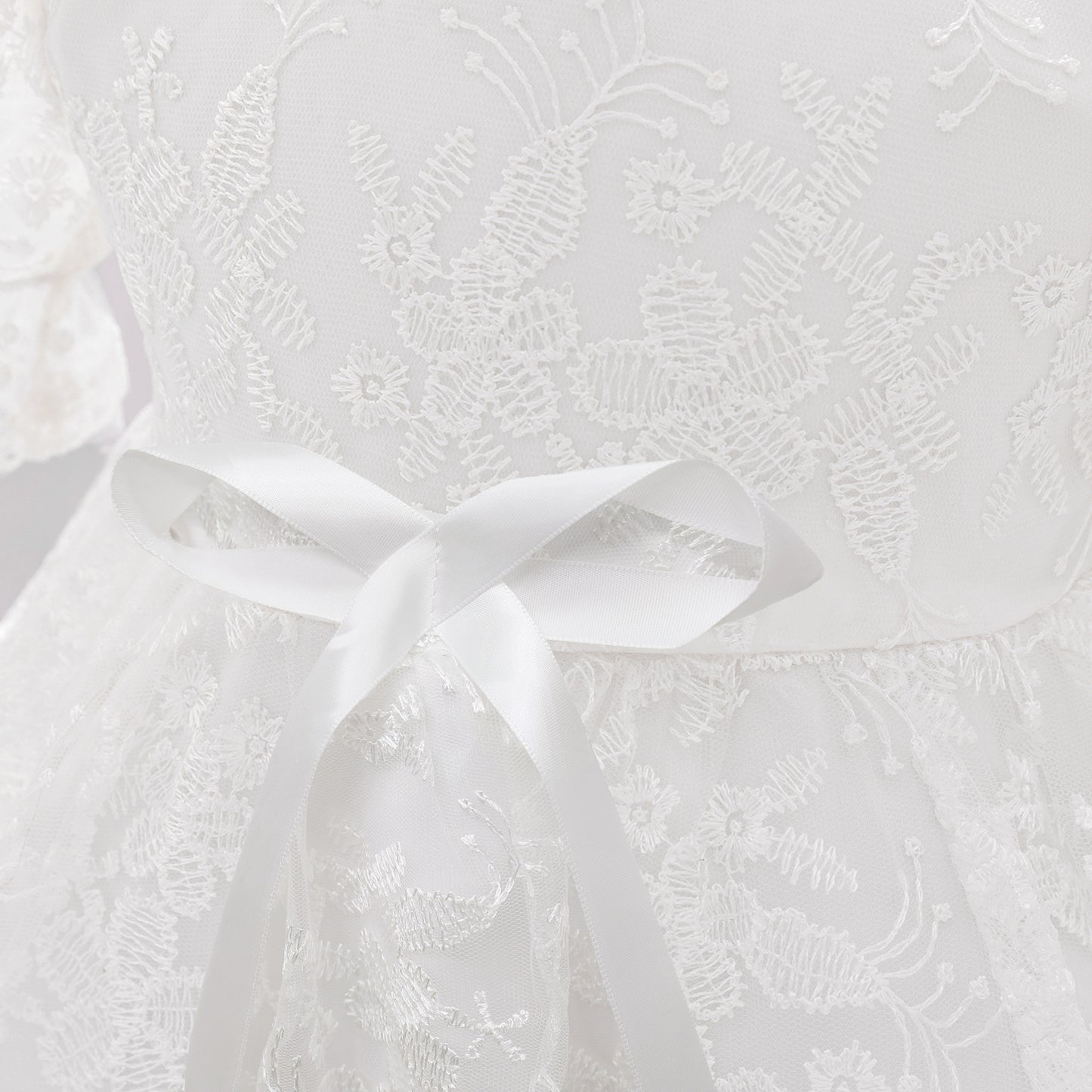 Lace Ball Gown Princess Dress for Baby Girls | Tea Length Puffy Christening Dress