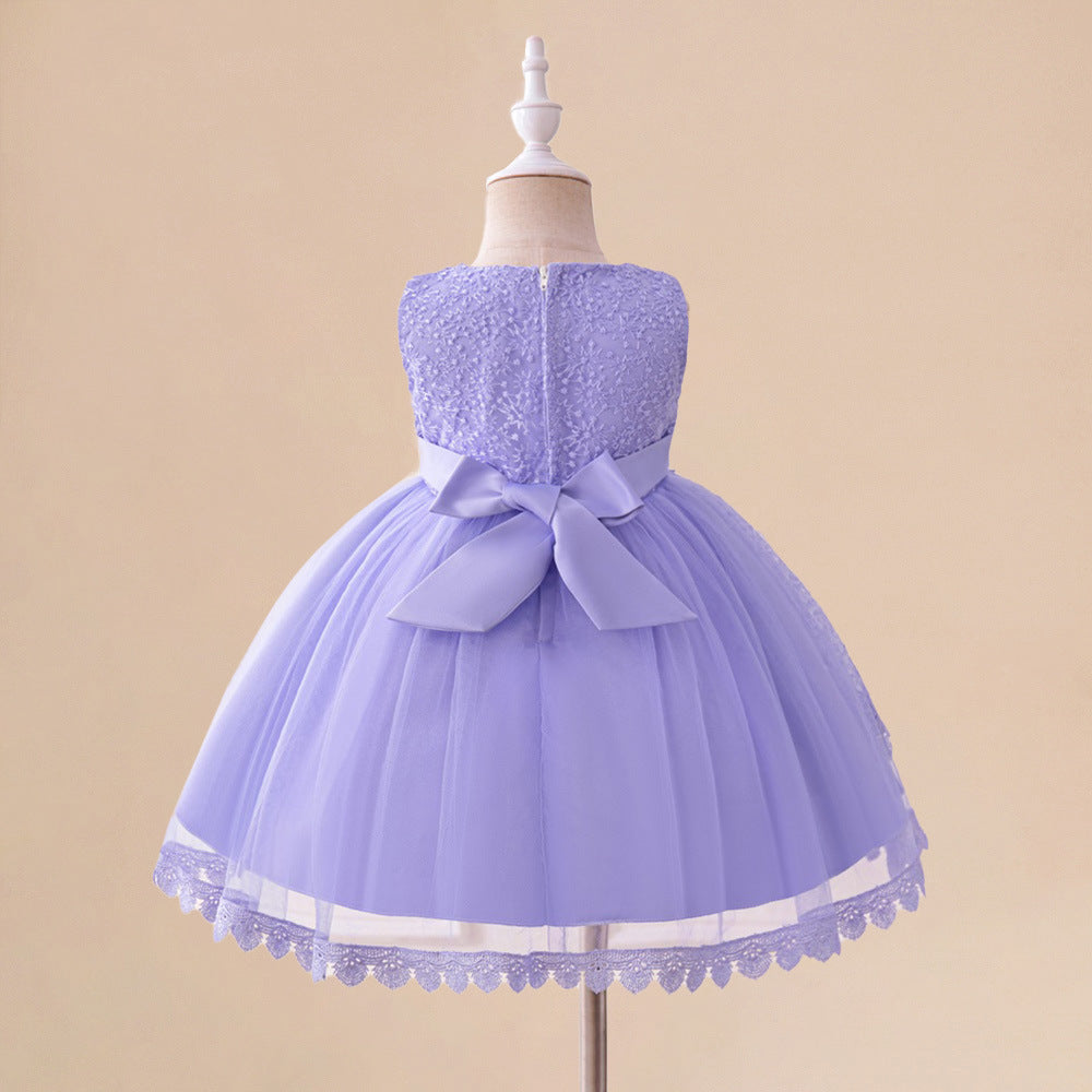 Lavender A-Line Tulle Flower Girl Dress – Lace & Floral Party Outfit for Kids