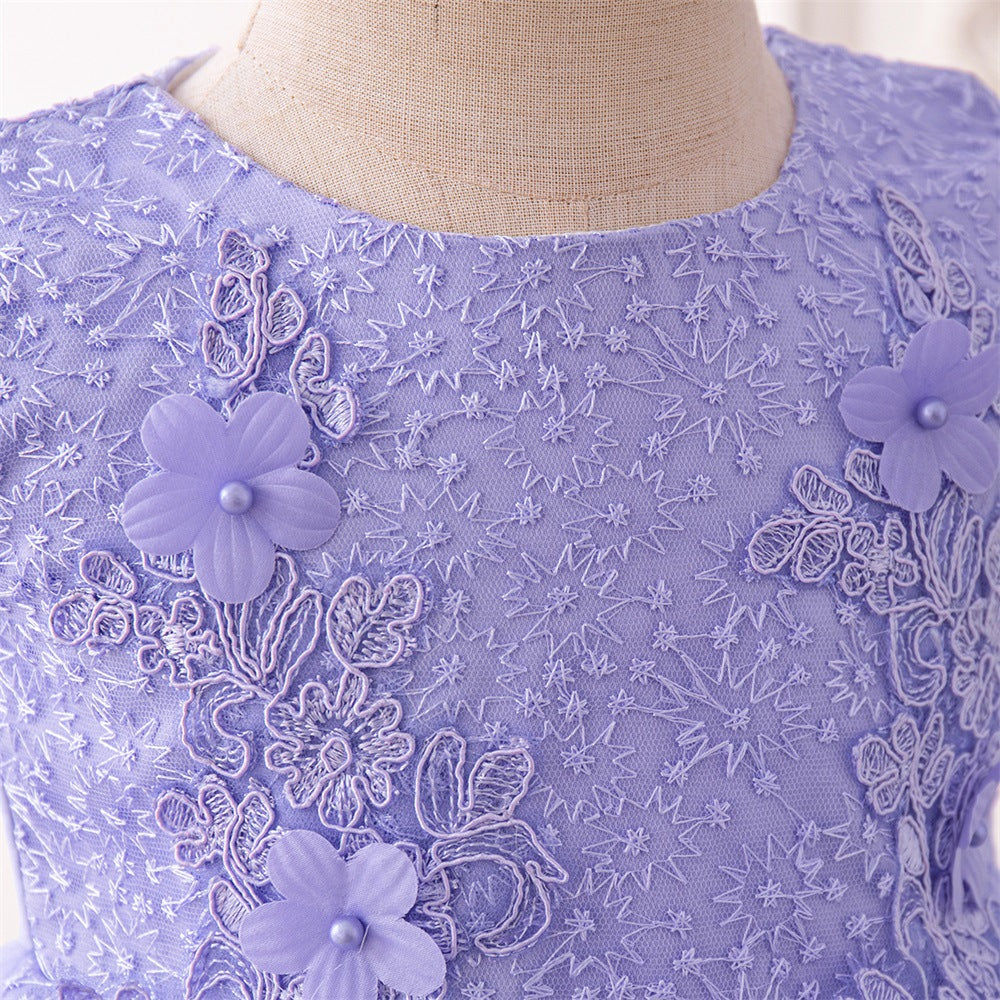 Lavender A-Line Tulle Flower Girl Dress – Lace & Floral Party Outfit for Kids