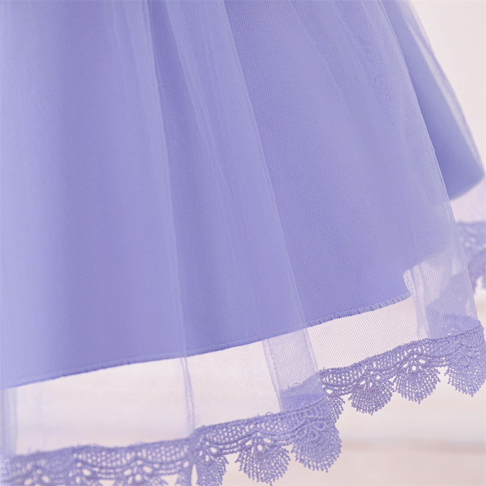 Lavender A-Line Tulle Flower Girl Dress – Lace & Floral Party Outfit for Kids