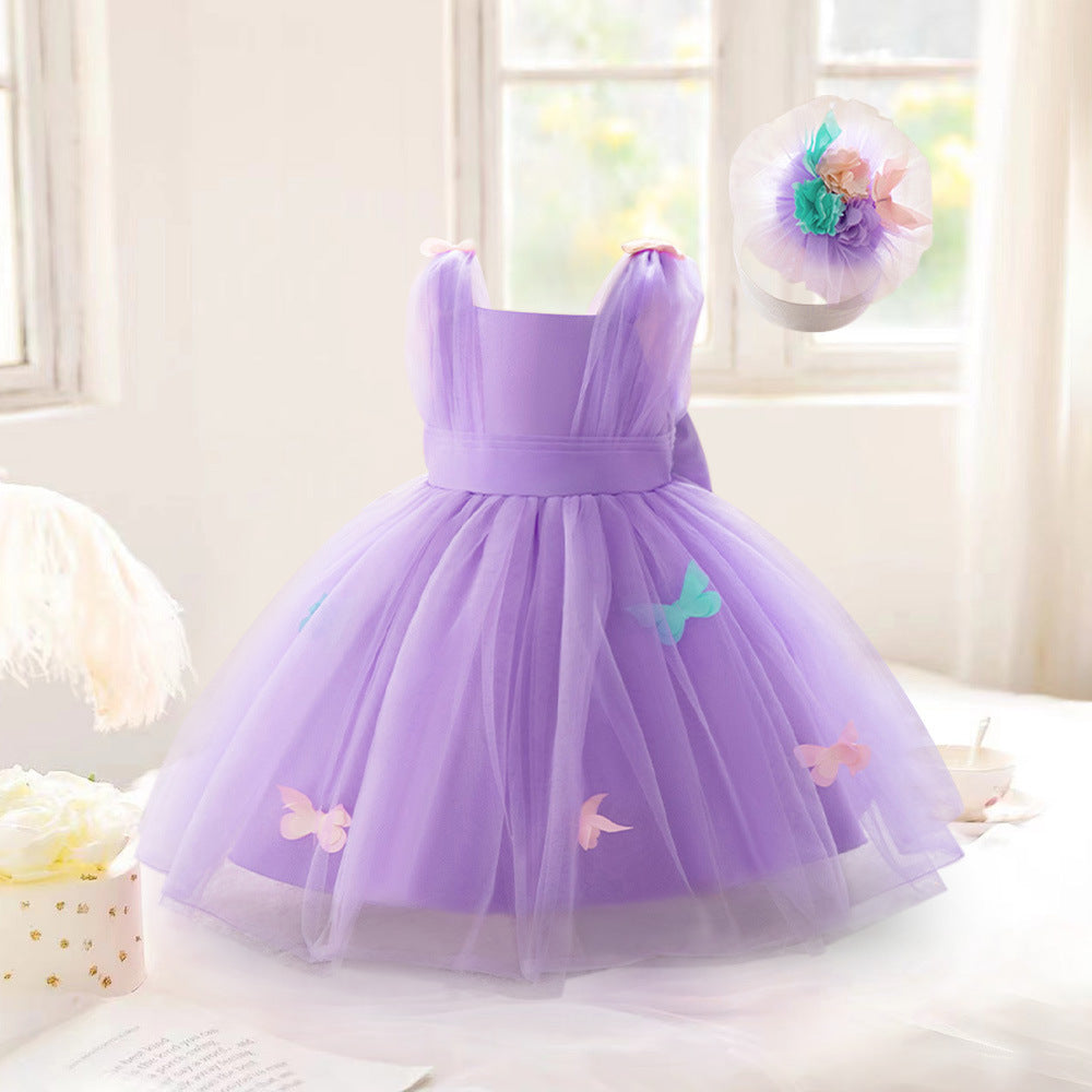Lavender Tulle Princess Dress for Girls – Flower Girl & Party Gown