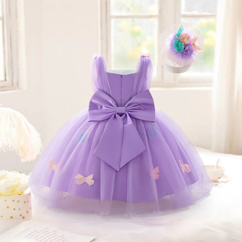 Lavender Tulle Princess Dress for Girls – Flower Girl & Party Gown
