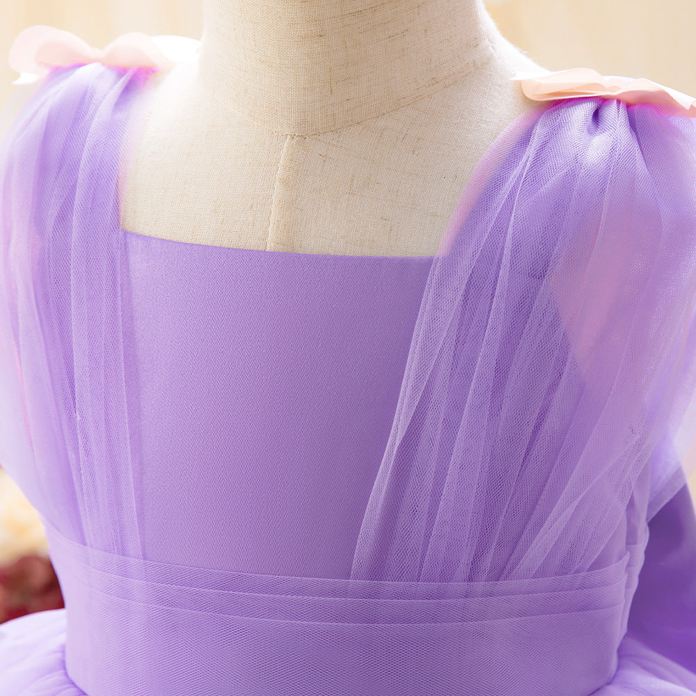 Lavender Tulle Princess Dress for Girls – Flower Girl & Party Gown