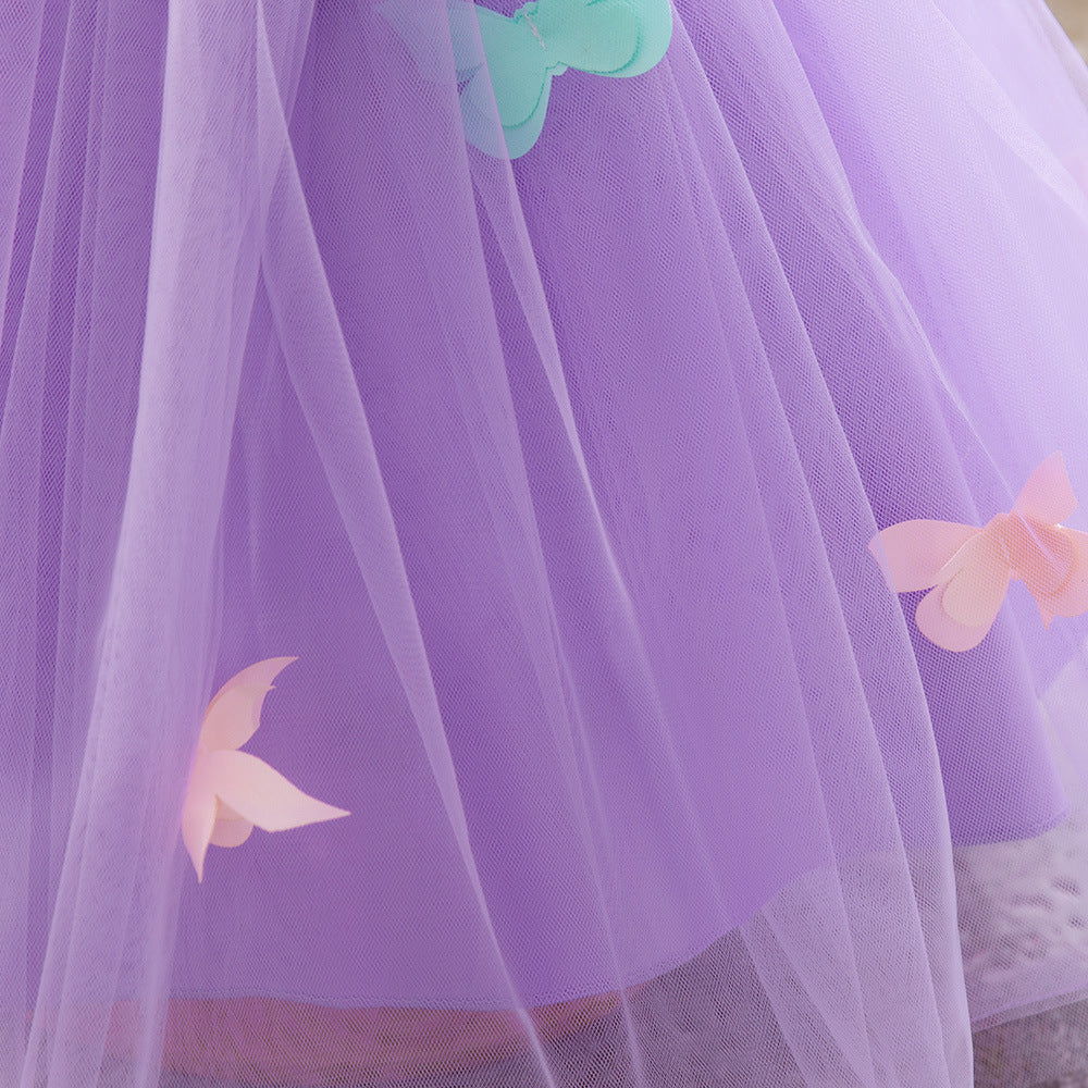 Lavender Tulle Princess Dress for Girls – Flower Girl & Party Gown