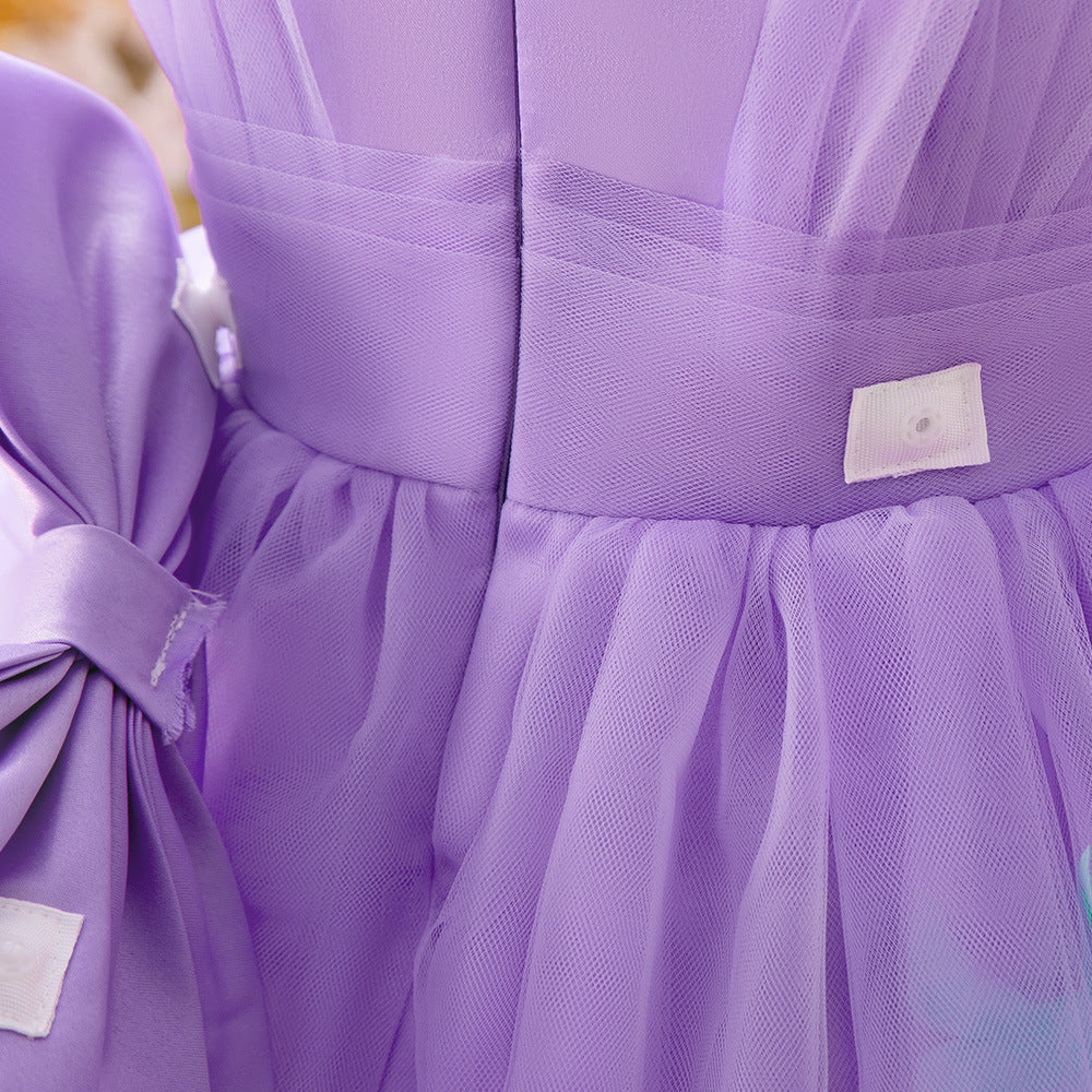 Lavender Tulle Princess Dress for Girls – Flower Girl & Party Gown