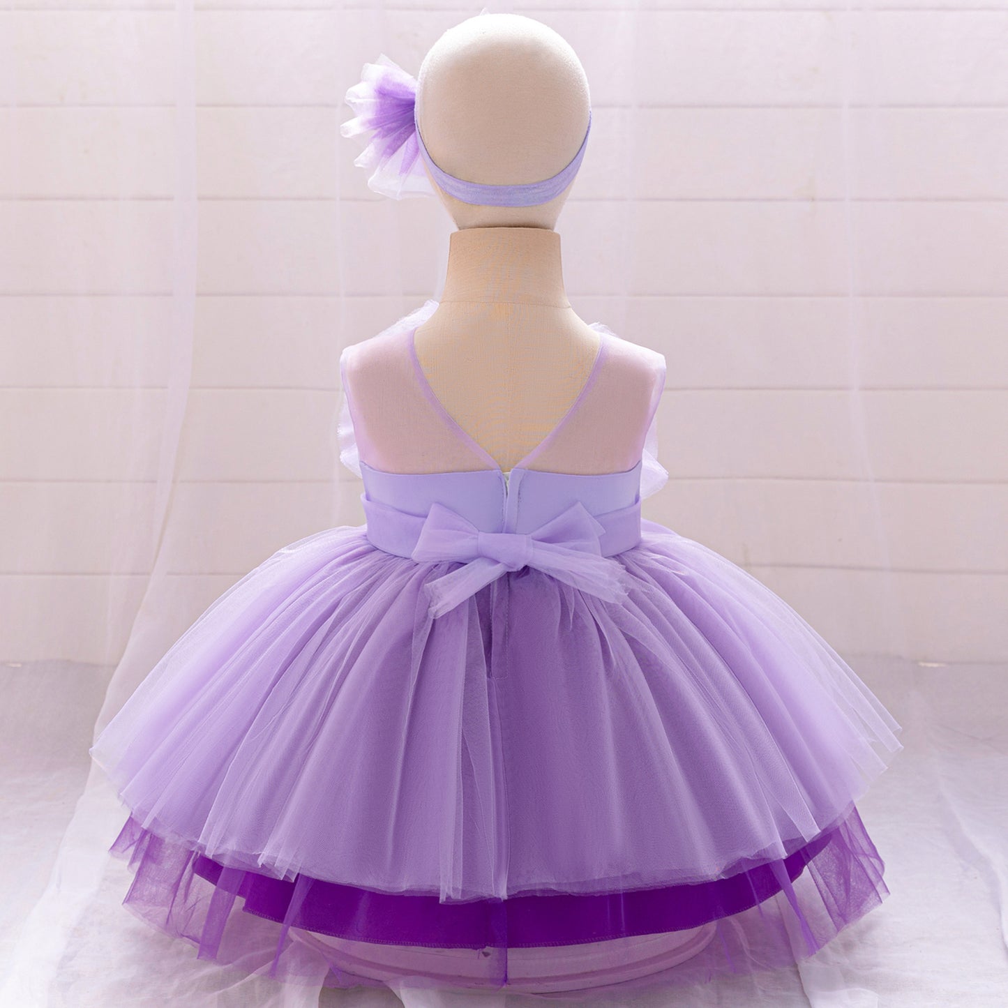 Lavender Puffy Princess Dress for Girls | Cute Ball Gown with Bowknot