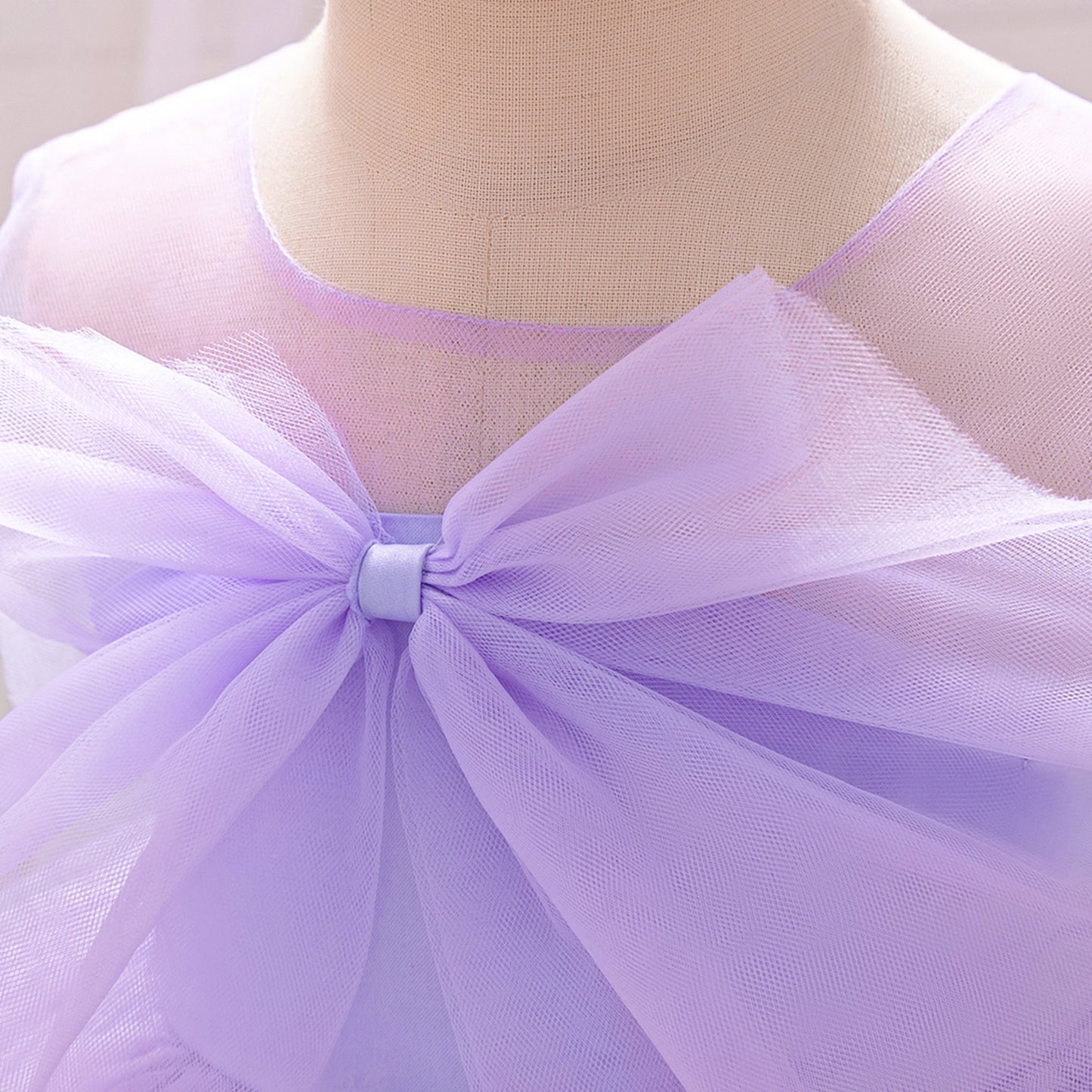 Lavender Puffy Princess Dress for Girls | Cute Ball Gown with Bowknot