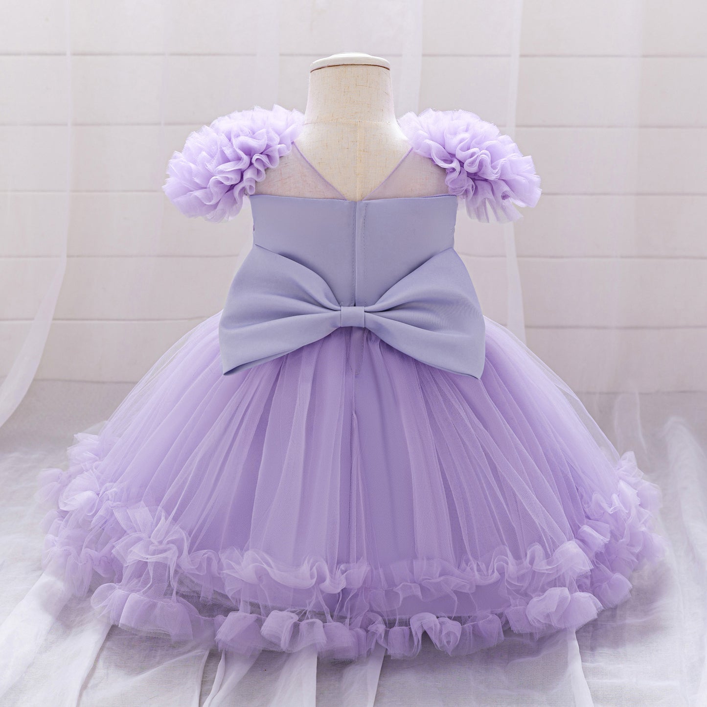 Lavender Puffy Flower Girl Dress – Cute Ball Gown for Parties & Weddings