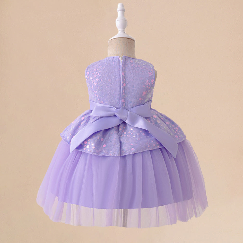 Lavender Sequin Tulle Toddler Party Dress – Cute Sleeveless A-Line Gown