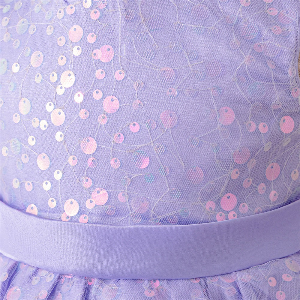Lavender Sequin Tulle Toddler Party Dress – Cute Sleeveless A-Line Gown