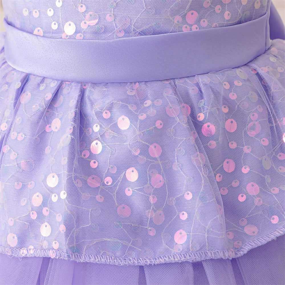Lavender Sequin Tulle Toddler Party Dress – Cute Sleeveless A-Line Gown