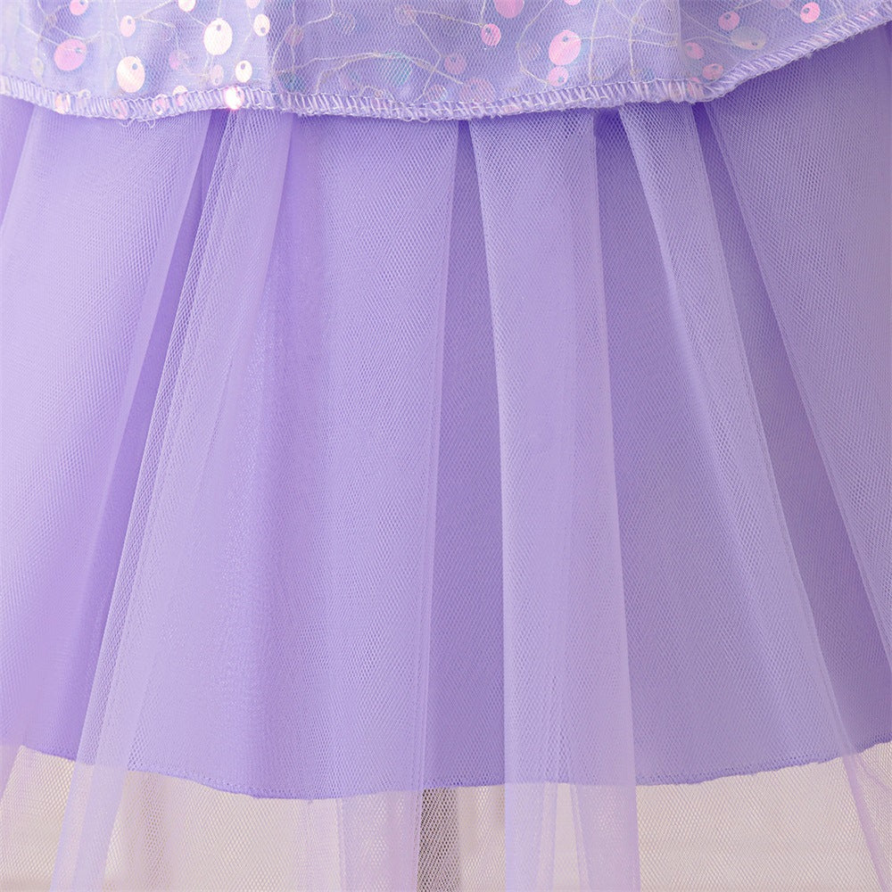 Lavender Sequin Tulle Toddler Party Dress – Cute Sleeveless A-Line Gown