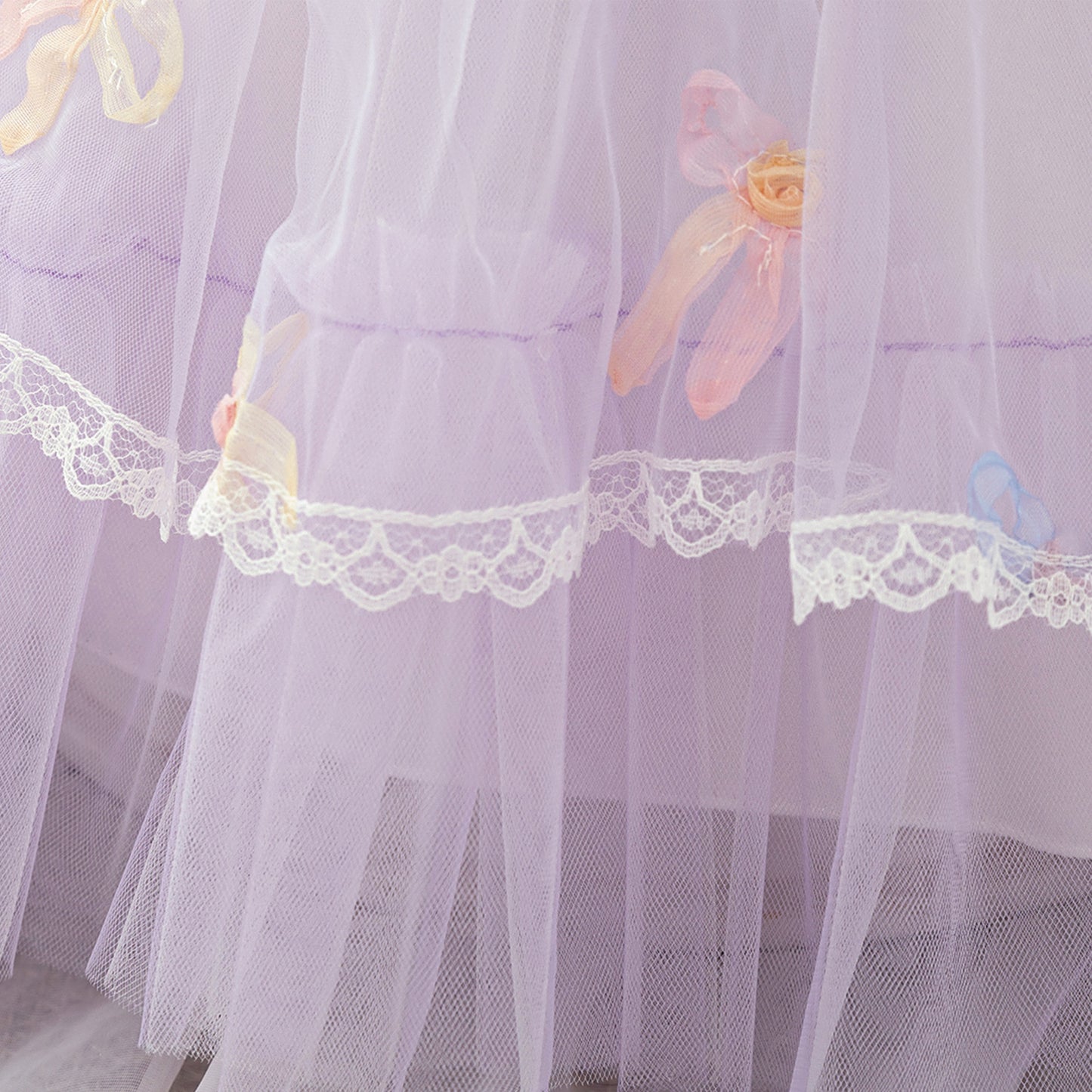 Lavender Tulle Princess Dress for Girls - Bowknot & Lace Party Gown
