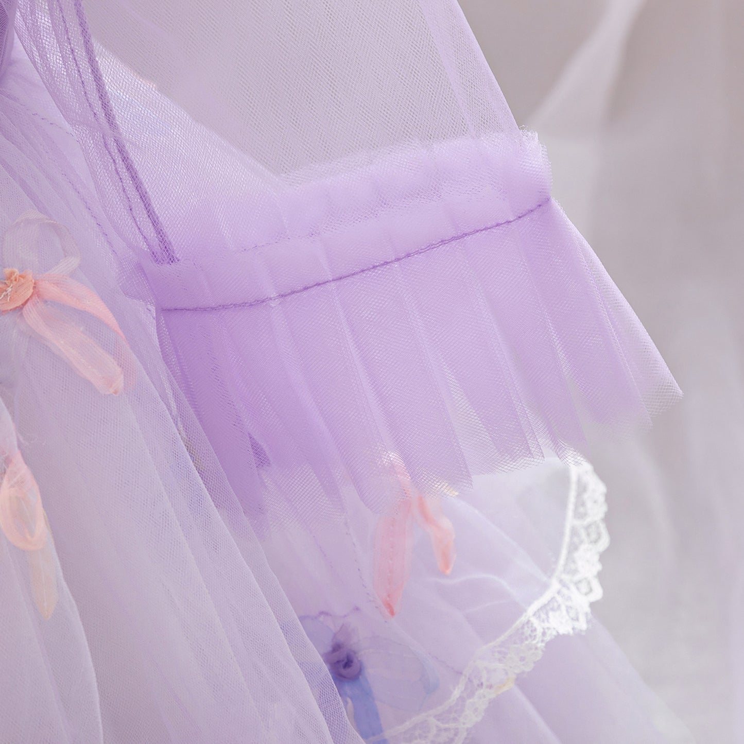 Lavender Tulle Princess Dress for Girls - Bowknot & Lace Party Gown