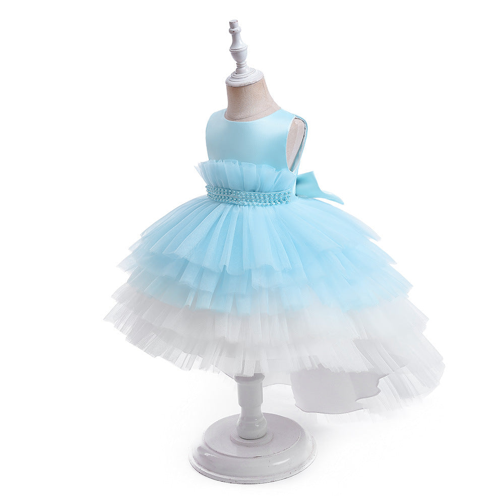 Light Blue High-Low Tulle A-Line Dress for Girls | Party, Wedding & Formal