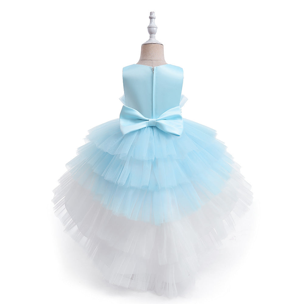 Light Blue High-Low Tulle A-Line Dress for Girls | Party, Wedding & Formal