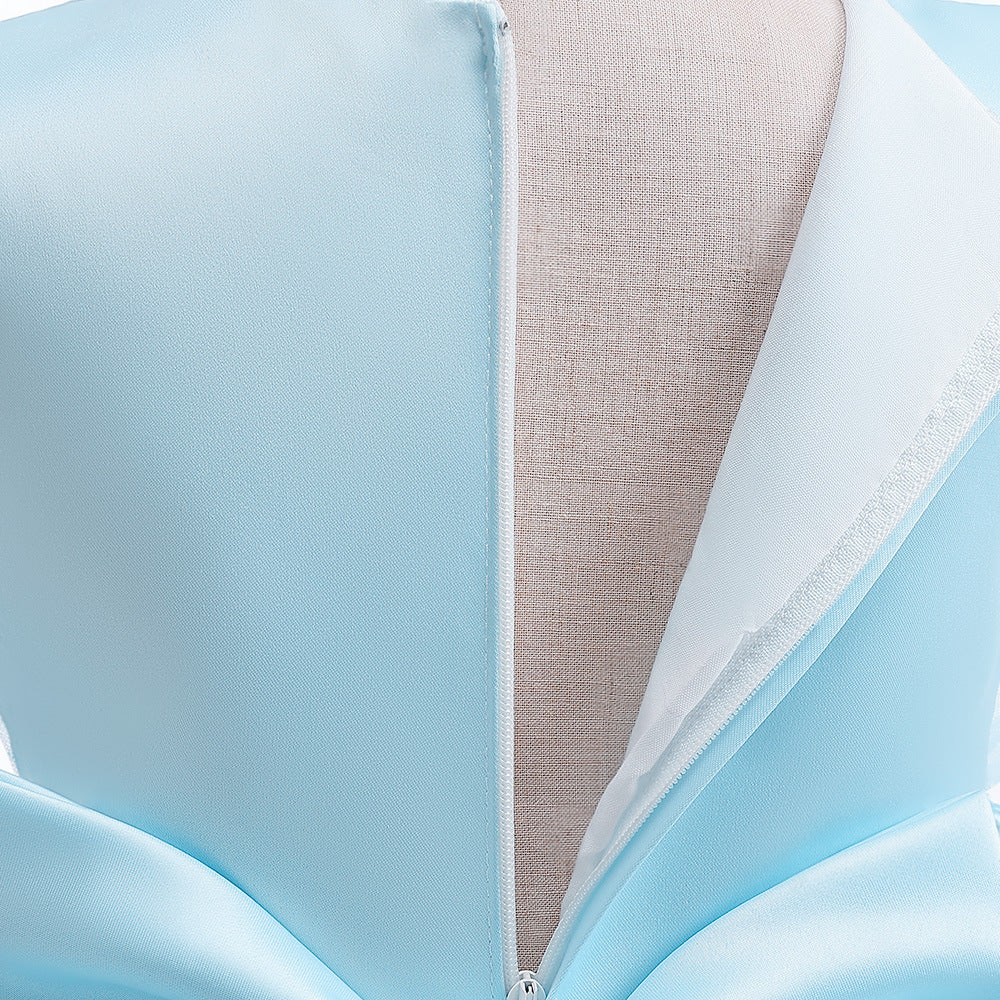 Light Blue High-Low Tulle A-Line Dress for Girls | Party, Wedding & Formal