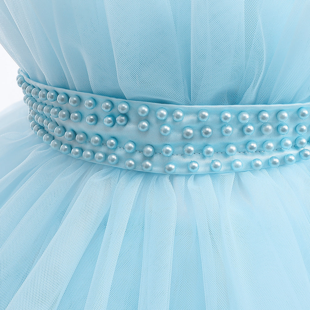 Light Blue High-Low Tulle A-Line Dress for Girls | Party, Wedding & Formal