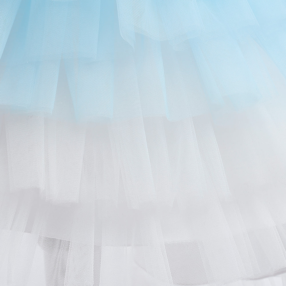 Light Blue High-Low Tulle A-Line Dress for Girls | Party, Wedding & Formal