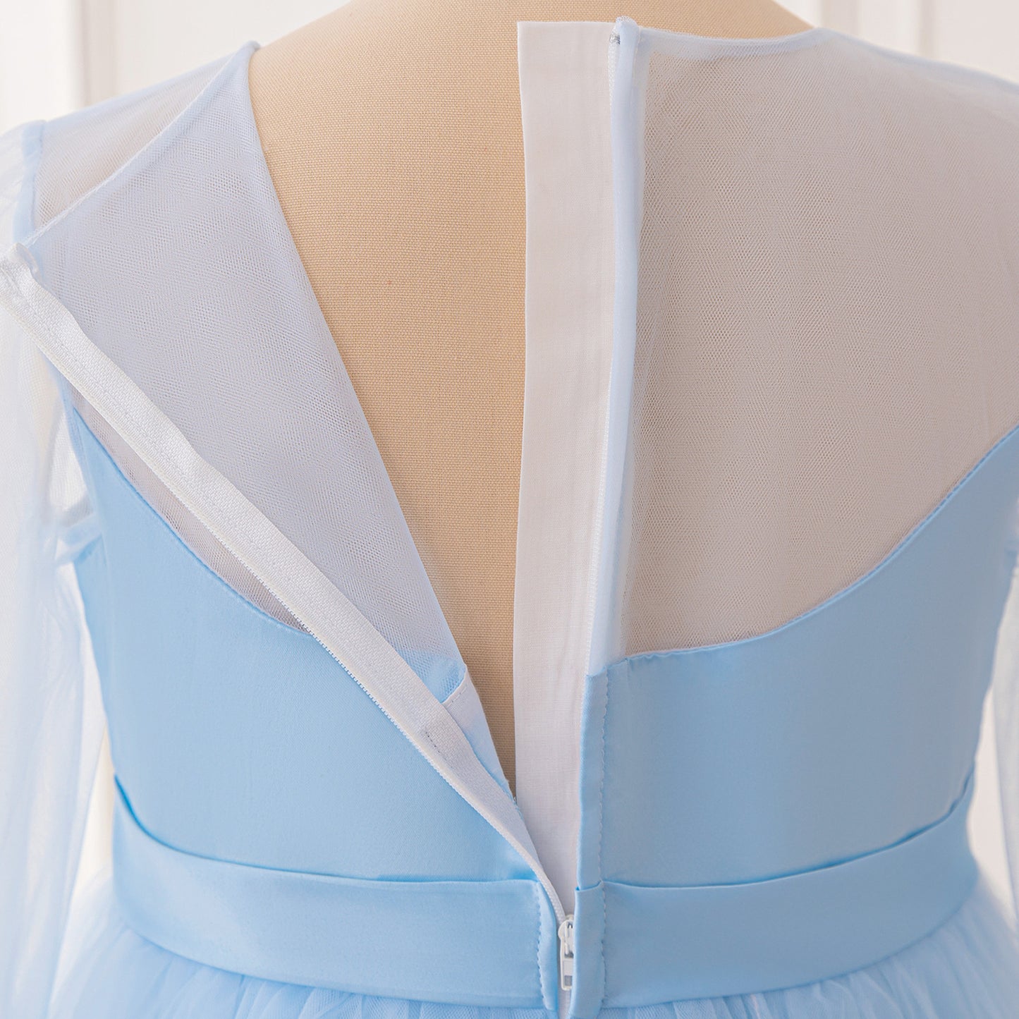 Frocklet Light Blue Lace Princess Flower Girl Maxi Dress | Girls’ Long Sleeve Tulle Gown 5