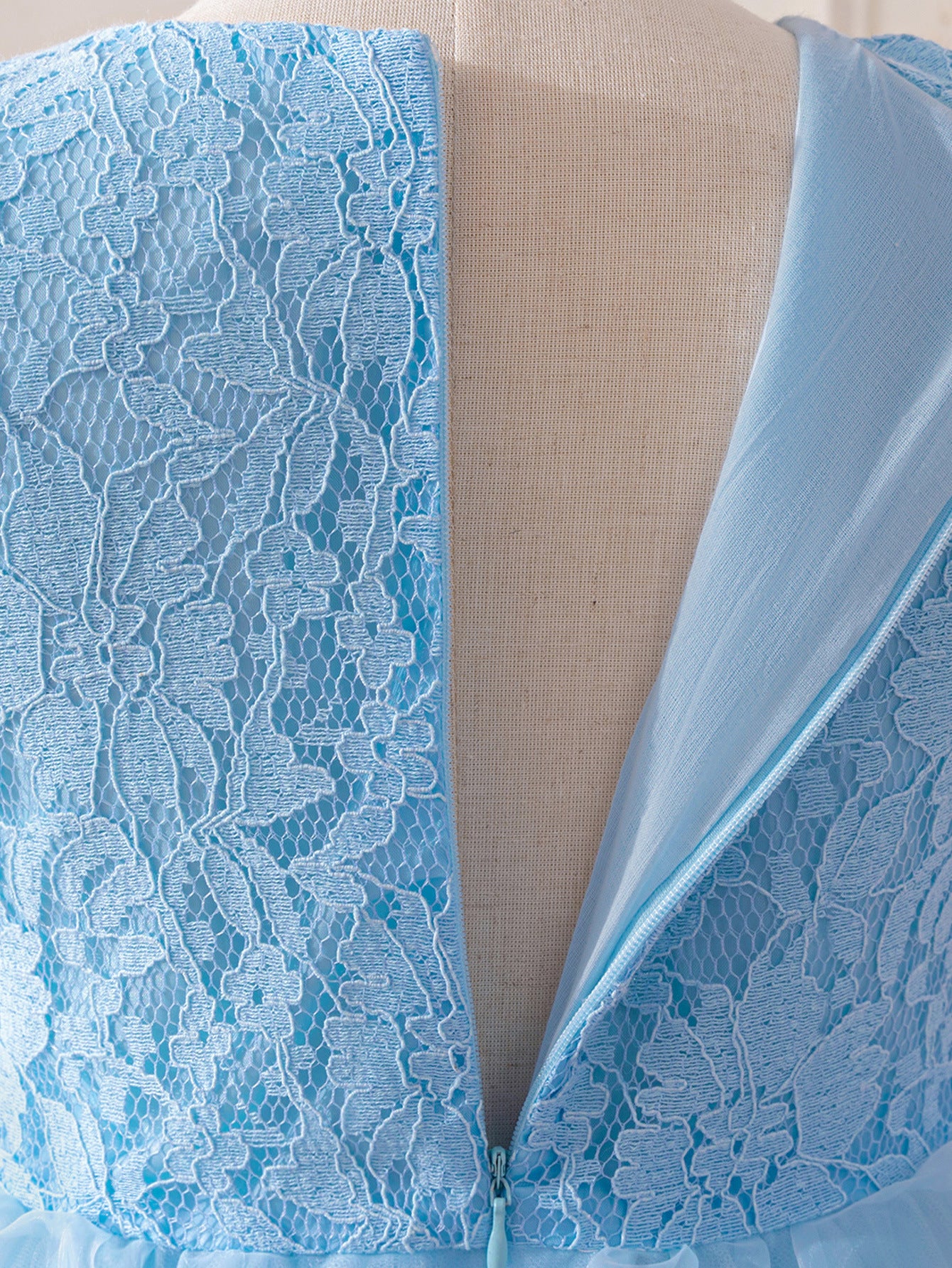 Light Blue Maxi Lace Princess Dress for Girls | A-line Flower Girl & Party Gown