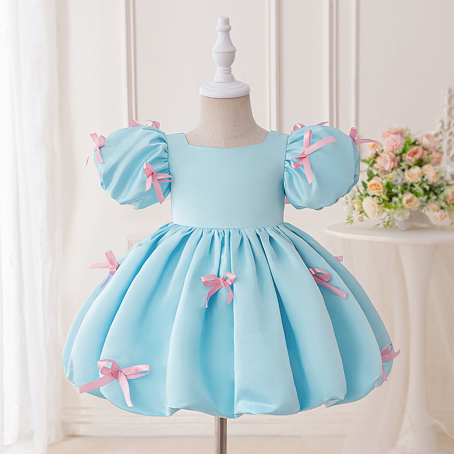 Light Blue Puffy Princess Ball Gown Dress for Girls – Party, Wedding & Special Events