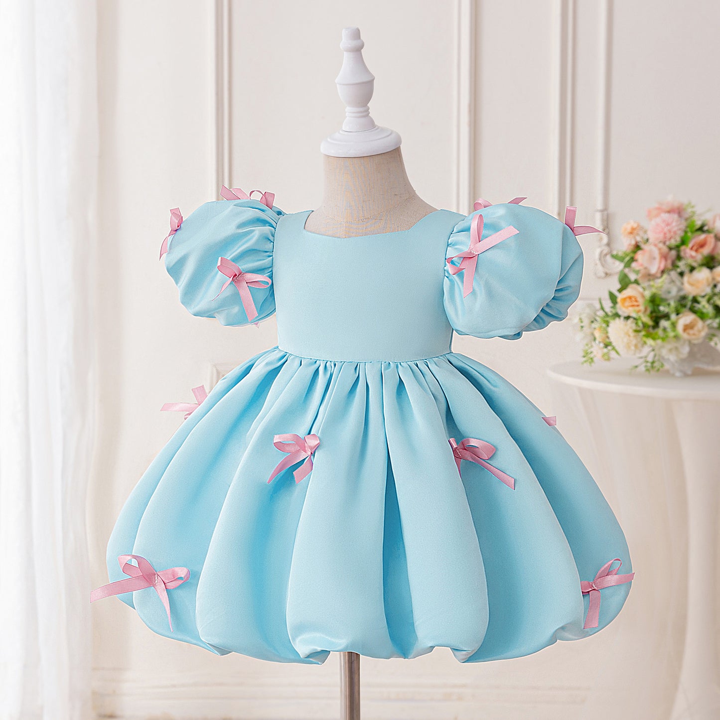 Light Blue Puffy Princess Ball Gown Dress for Girls – Party, Wedding & Special Events