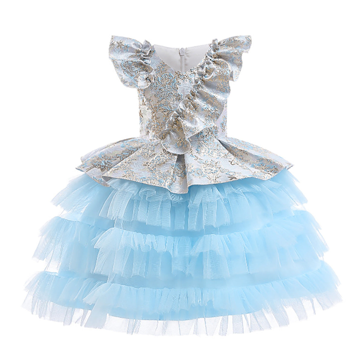 Light Blue A-Line Princess Fairy Tulle Dress for Girls (Ages 3-10)