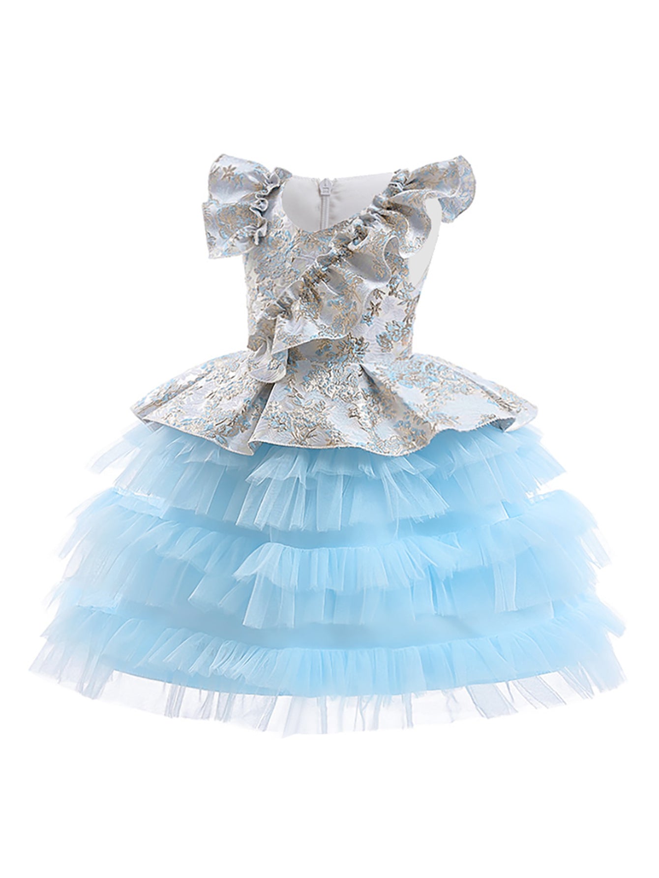 Light Blue A-Line Princess Fairy Tulle Dress for Girls (Ages 3-10)