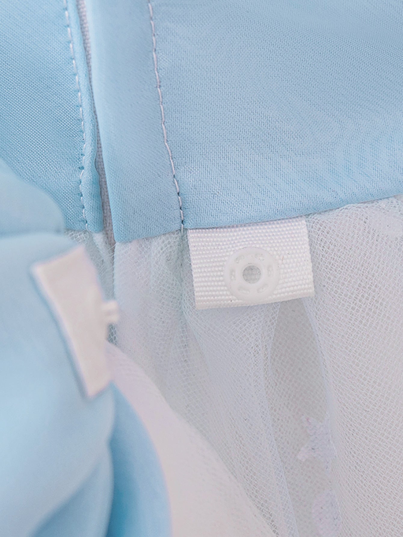 Frocklet Light Blue Puff Sleeve Tulle Flower Girl Dress with Lace & Bow | Party & Wedding 5