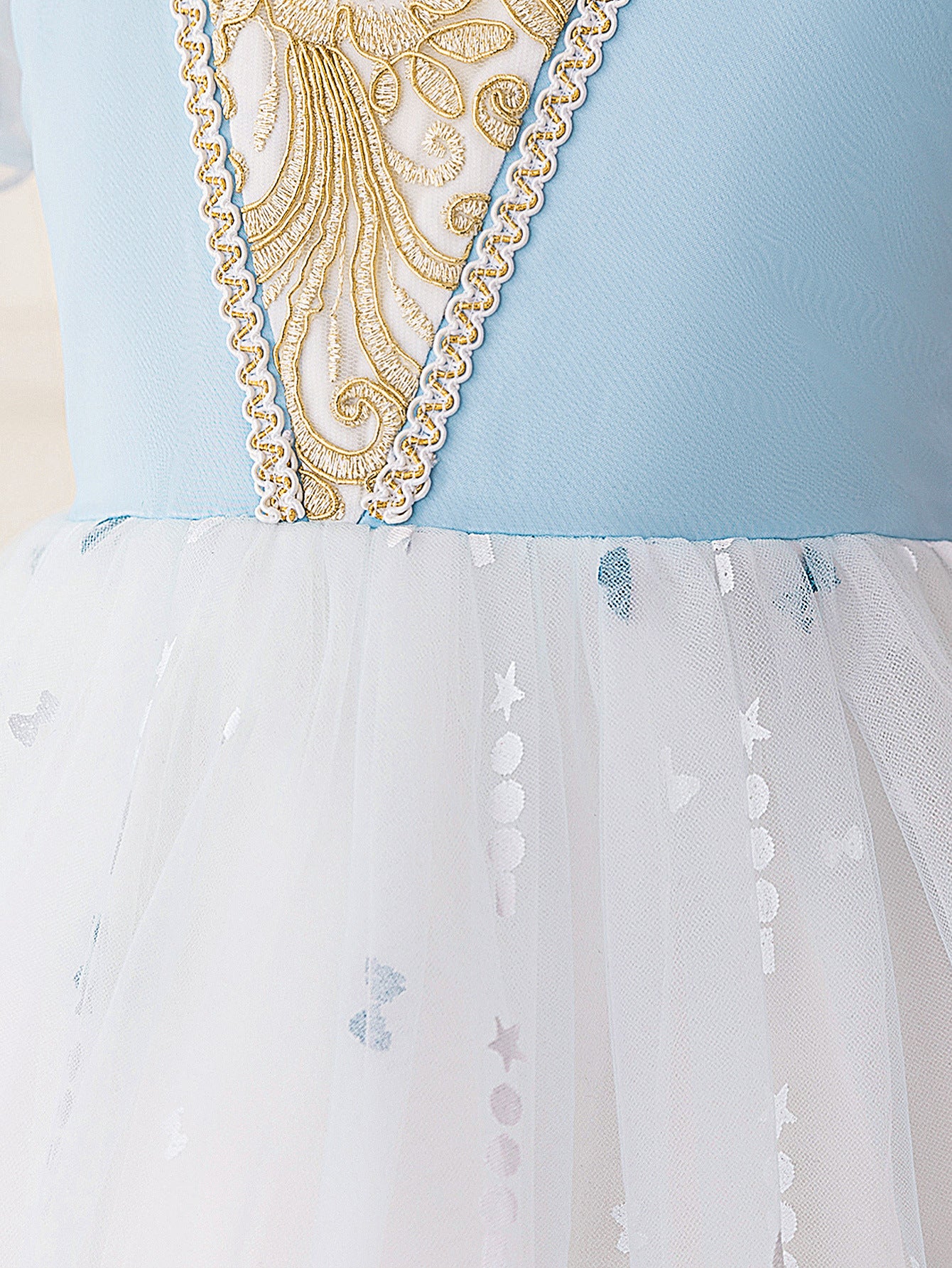 Frocklet Light Blue Puff Sleeve Tulle Flower Girl Dress with Lace & Bow | Party & Wedding 7