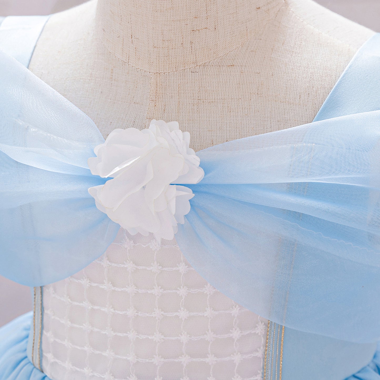 Light Blue Puffy Flower Girl Dress for Parties & Celebrations | Princess Tea-Length Gown
